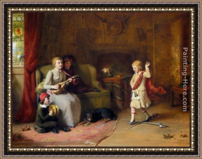 Framed George Bernard O'Neill the sword dance painting