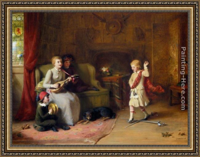 Framed George Bernard O'Neill the sword dance painting