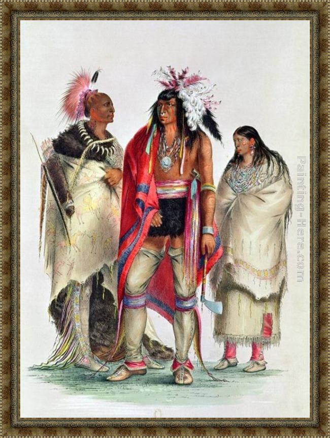 Framed George Catlin north american indians, circa painting