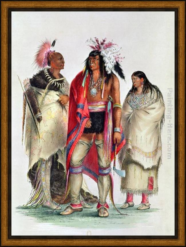 Framed George Catlin north american indians, circa painting