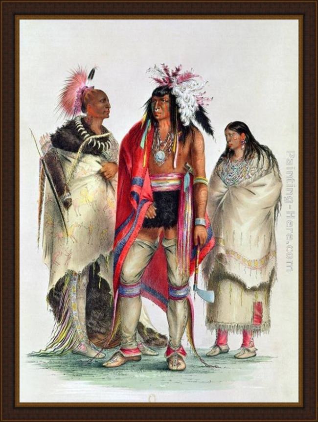 Framed George Catlin north american indians, circa painting