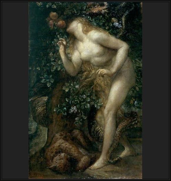 Framed George Frederick Watts eve tempted painting