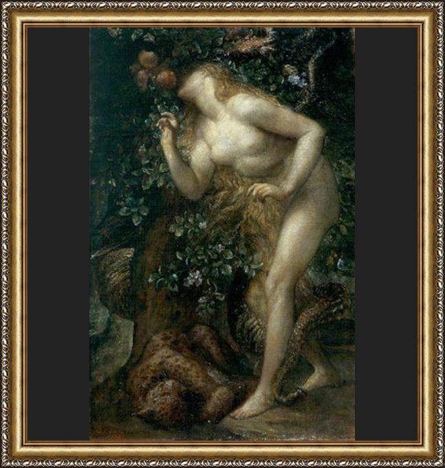 Framed George Frederick Watts eve tempted painting