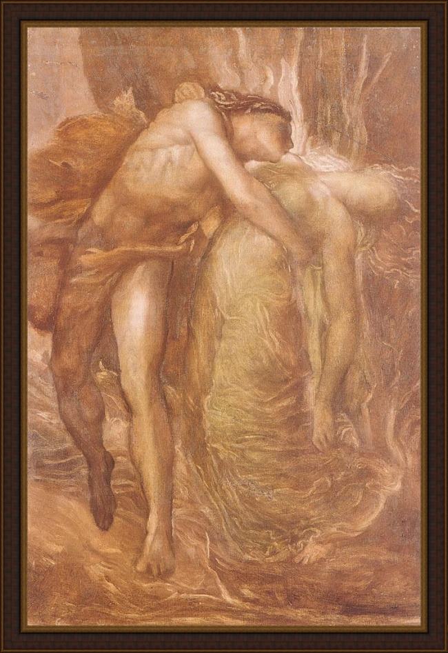 Framed George Frederick Watts orpheus and eurydice painting