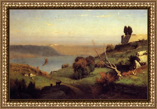 Framed George Inness castel gandolfo painting