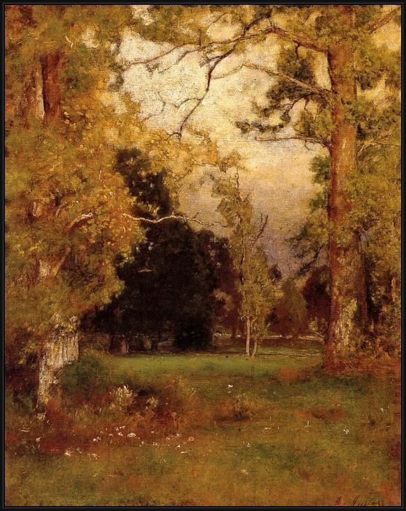 Framed George Inness late afternoon painting