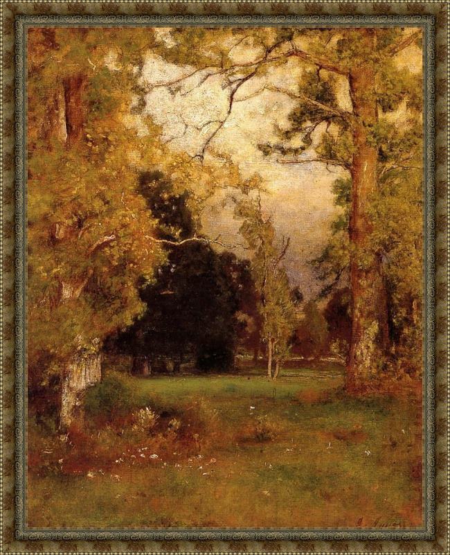 Framed George Inness late afternoon painting