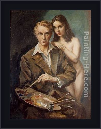 Framed George Owen Wynne Apperley el artista y su modelo painting