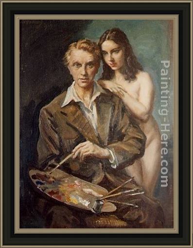 Framed George Owen Wynne Apperley el artista y su modelo painting