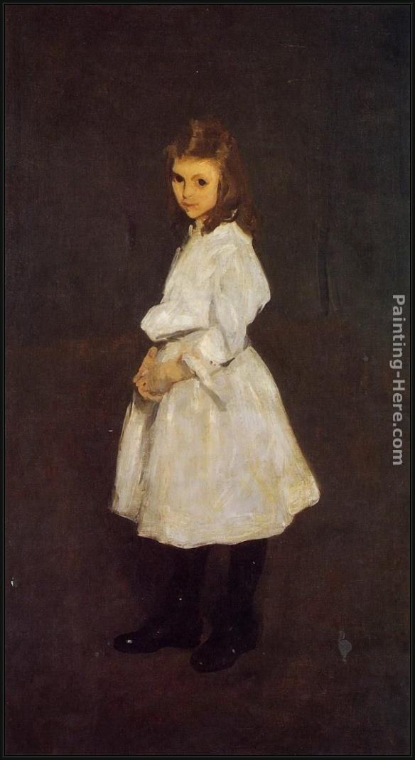 Framed George Wesley Bellows little girl in white painting