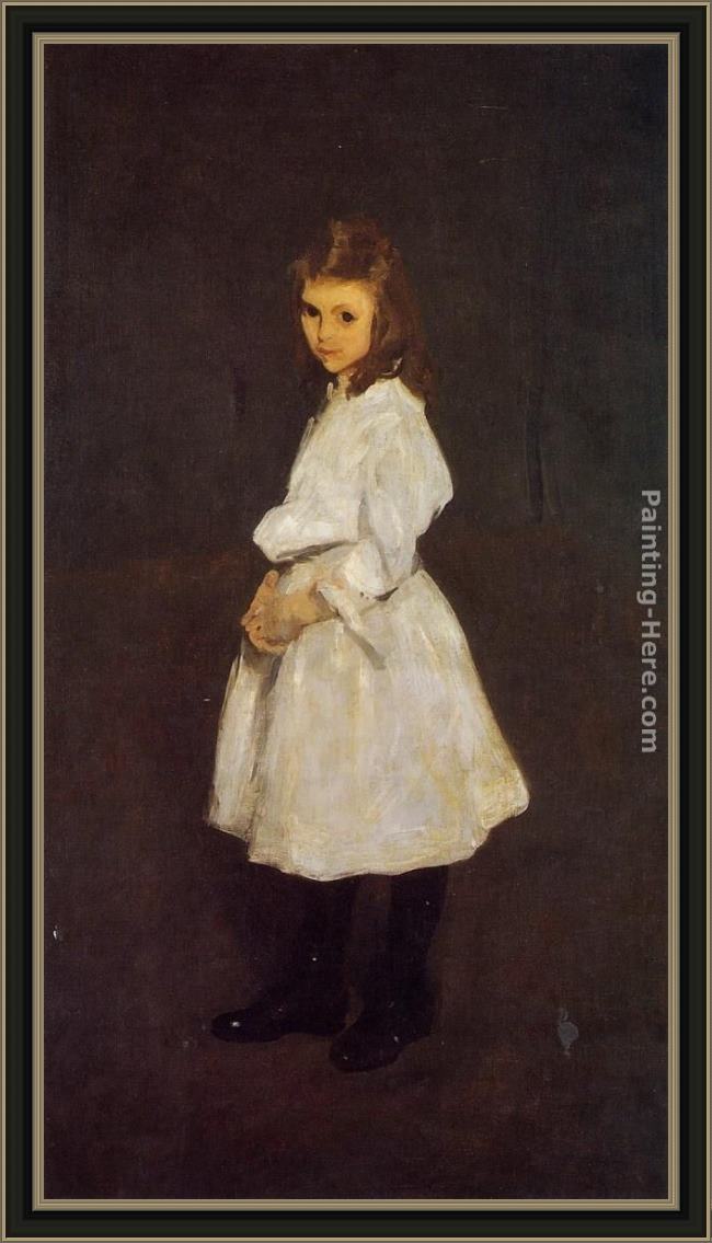 Framed George Wesley Bellows little girl in white painting