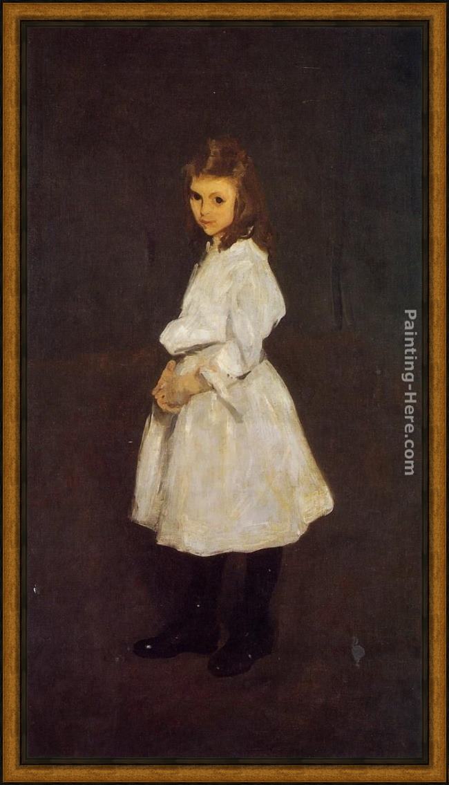 Framed George Wesley Bellows little girl in white painting