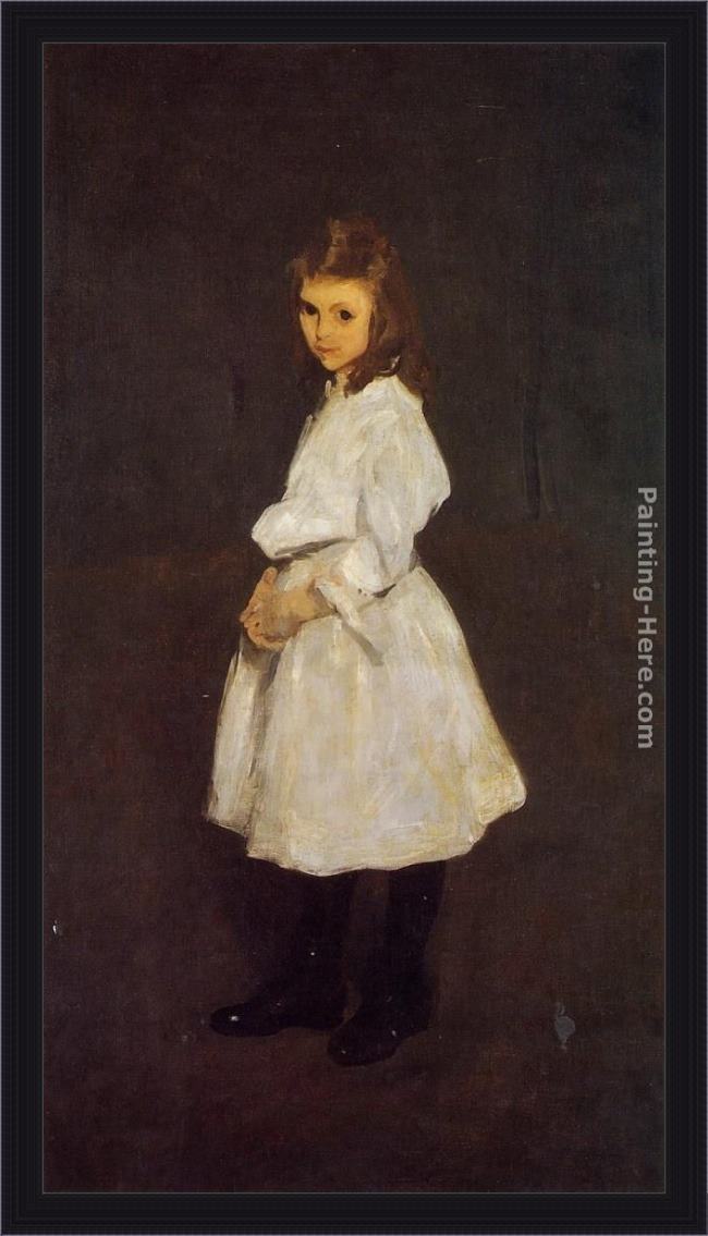 Framed George Wesley Bellows little girl in white painting