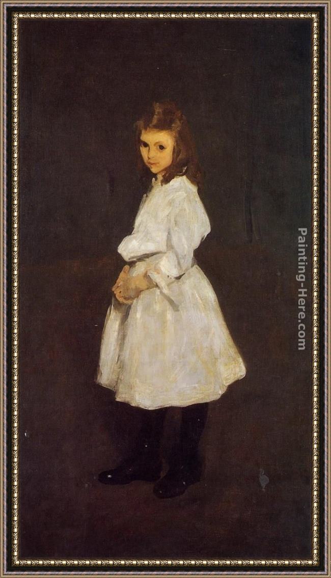 Framed George Wesley Bellows little girl in white painting