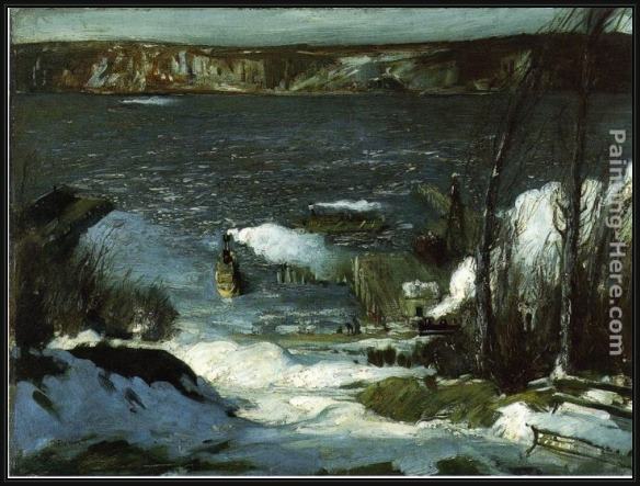 Framed George Wesley Bellows north river painting