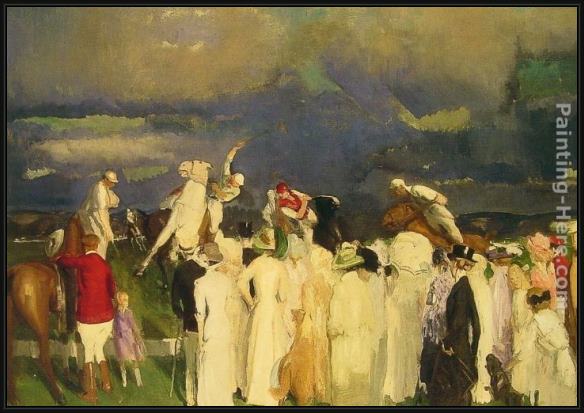 Framed George Wesley Bellows polo crowd painting