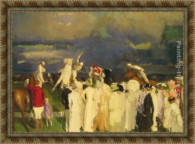 Framed George Wesley Bellows polo crowd painting