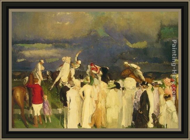 Framed George Wesley Bellows polo crowd painting