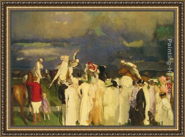 Framed George Wesley Bellows polo crowd painting