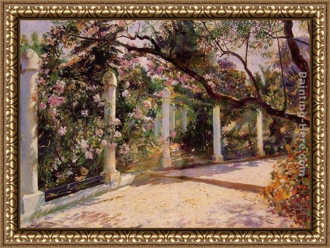 Framed Georges Antoine Rochegrosse almond trees, algiers painting