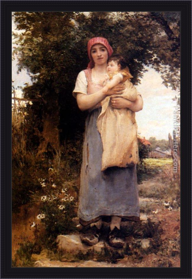 Framed Georges Laugee a mother holding her child painting