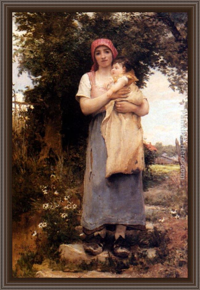 Framed Georges Laugee a mother holding her child painting