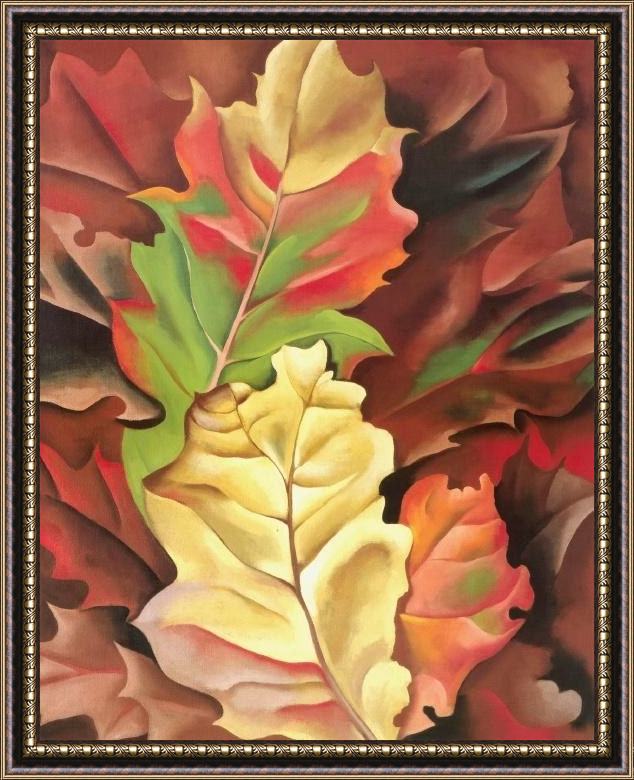 Framed Georgia O'Keeffe autumn leaves painting