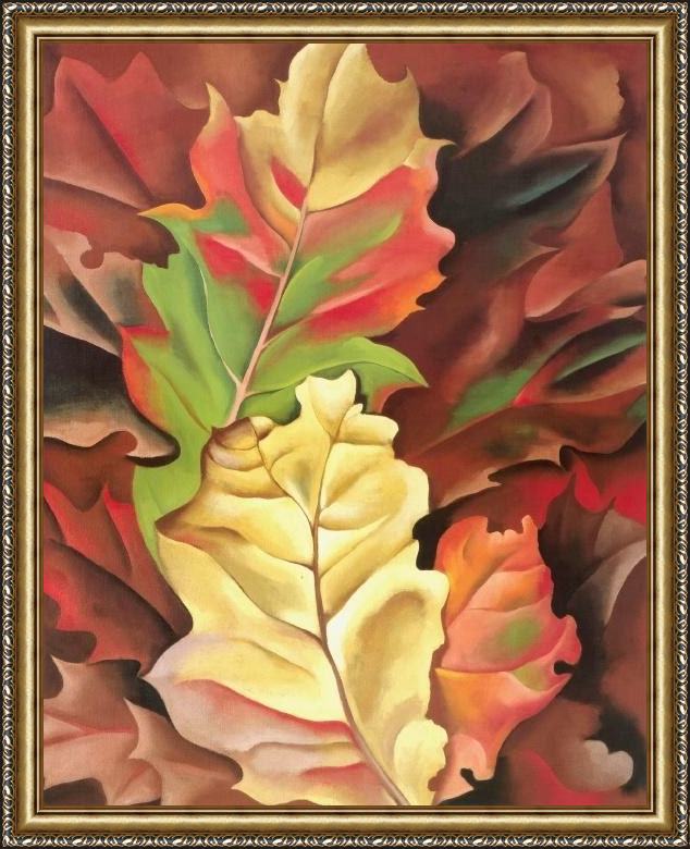 Framed Georgia O'Keeffe autumn leaves painting