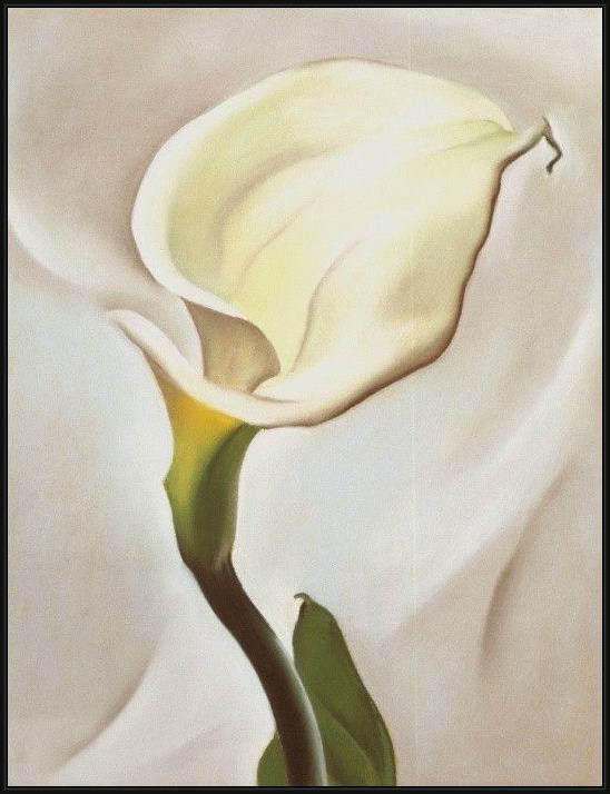 Framed Georgia O'Keeffe calla lily turned away 1923 painting