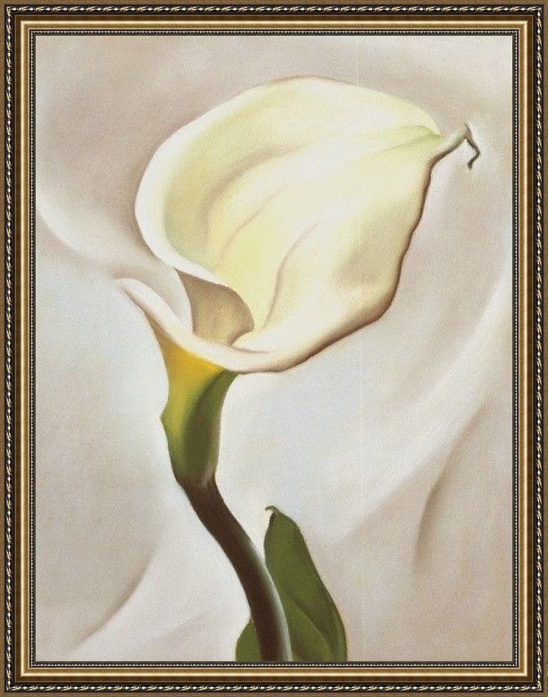 Framed Georgia O'Keeffe calla lily turned away 1923 painting