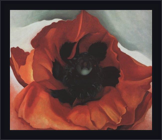 Framed Georgia O'Keeffe poppy painting
