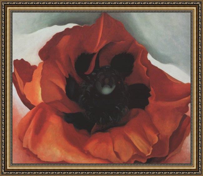 Framed Georgia O'Keeffe poppy painting
