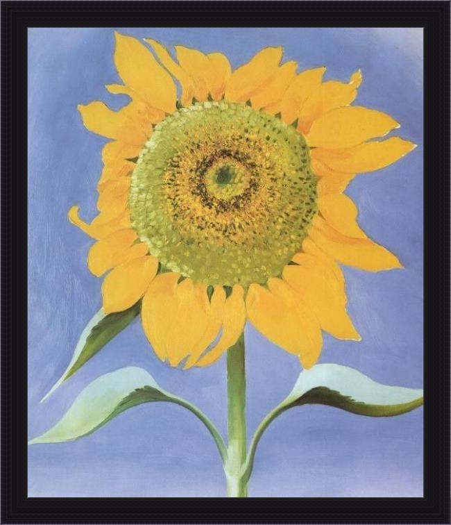 Framed Georgia O'Keeffe sunflower, new mexico 1935 painting