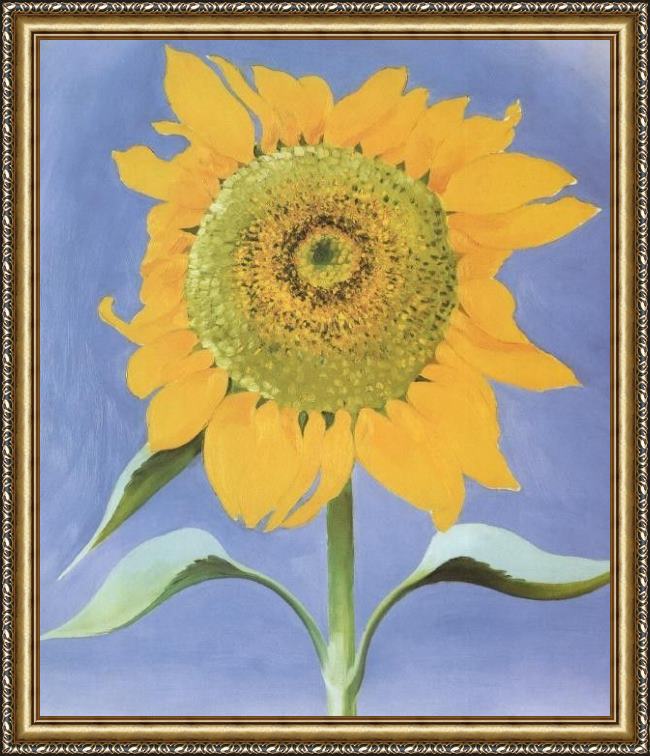 Framed Georgia O'Keeffe sunflower, new mexico 1935 painting