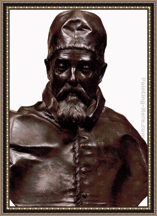 Framed Gian Lorenzo Bernini bust of pope urban viii painting