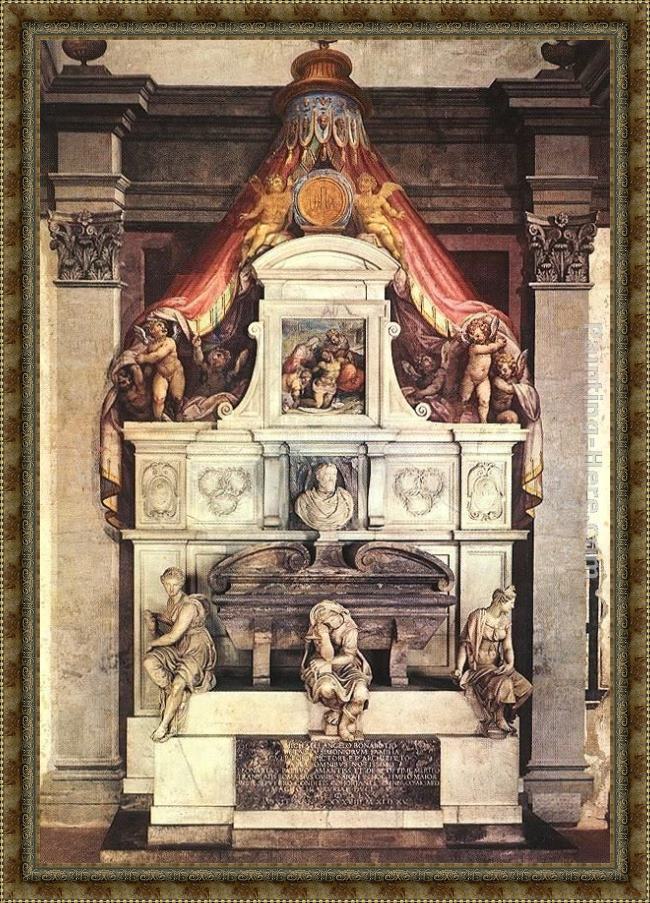 Framed Giorgio Vasari monument to michelangelo painting
