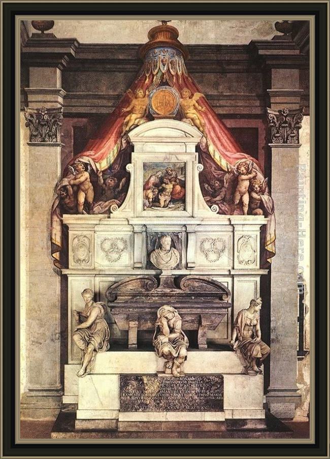 Framed Giorgio Vasari monument to michelangelo painting