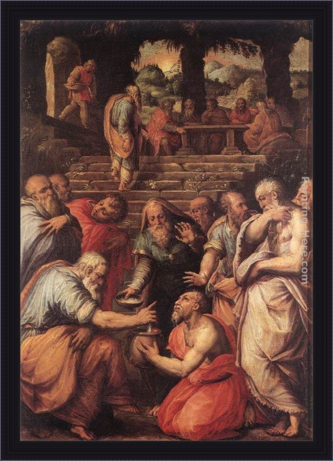 Framed Giorgio Vasari the prophet elisha painting