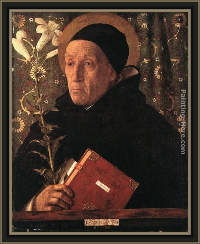 Framed Giovanni Bellini portrait of teodoro of urbino painting