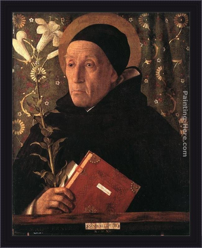 Framed Giovanni Bellini portrait of teodoro of urbino painting