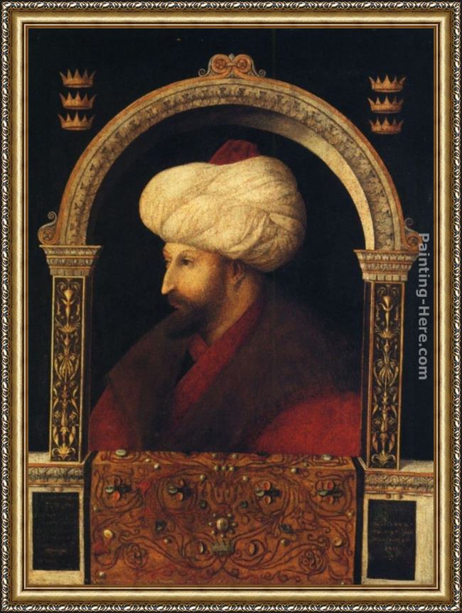 Framed Giovanni Bellini sultan mehmet ii. painting