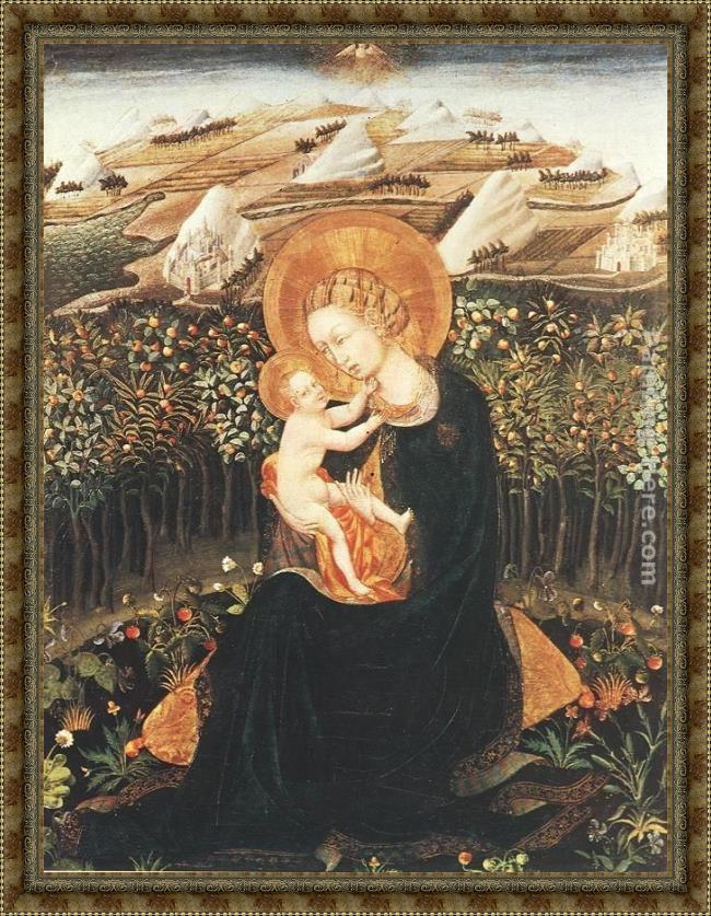 Framed Giovanni di Paolo madonna with the child painting