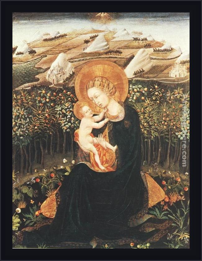 Framed Giovanni di Paolo madonna with the child painting