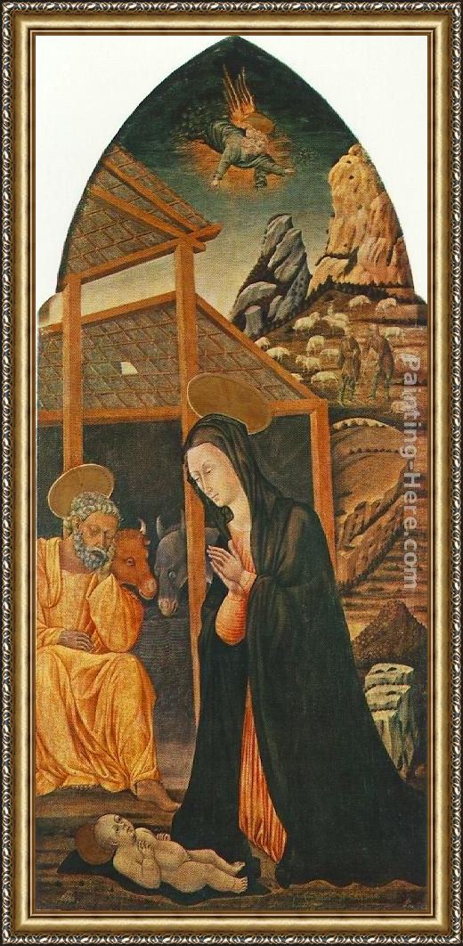 Framed Giovanni di Paolo nativity painting