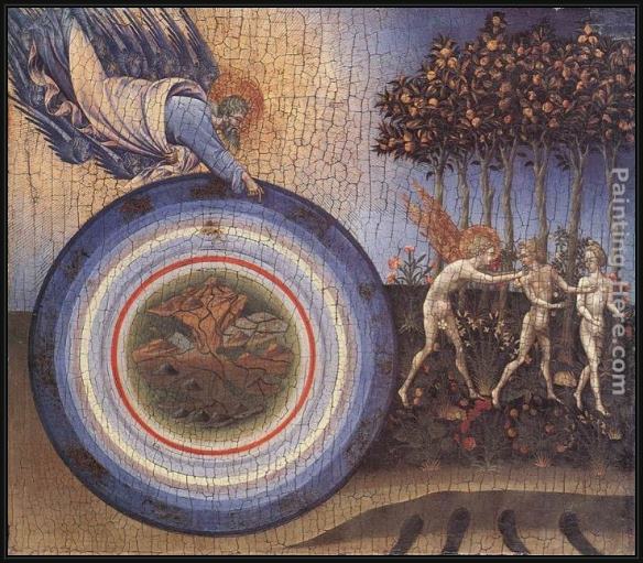 Framed Giovanni di Paolo the creation and the expulsion from the paradise painting