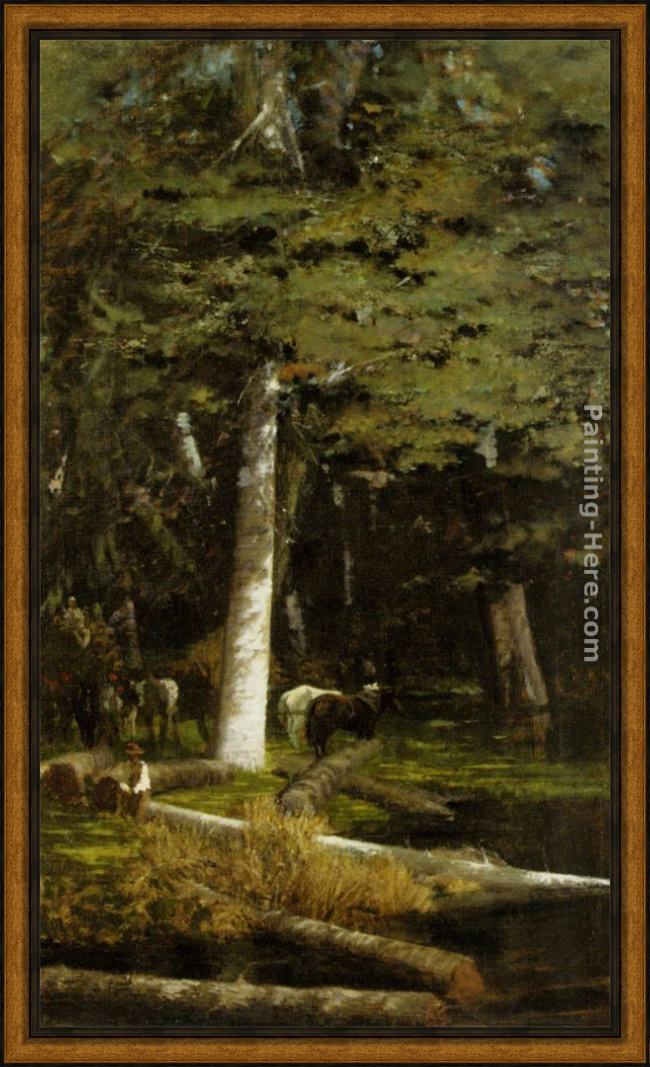 Framed Giuseppe de Nittis nella foresta painting