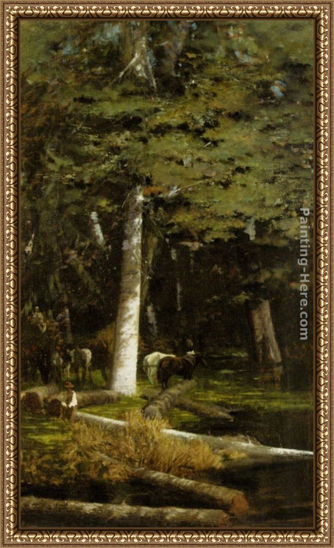 Framed Giuseppe de Nittis nella foresta painting