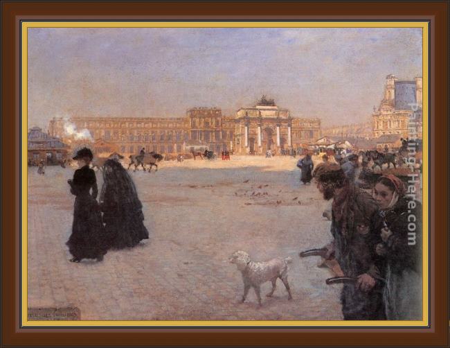 Framed Giuseppe de Nittis the place de carrousel and the ruins of the tuileries palace in 1882 painting