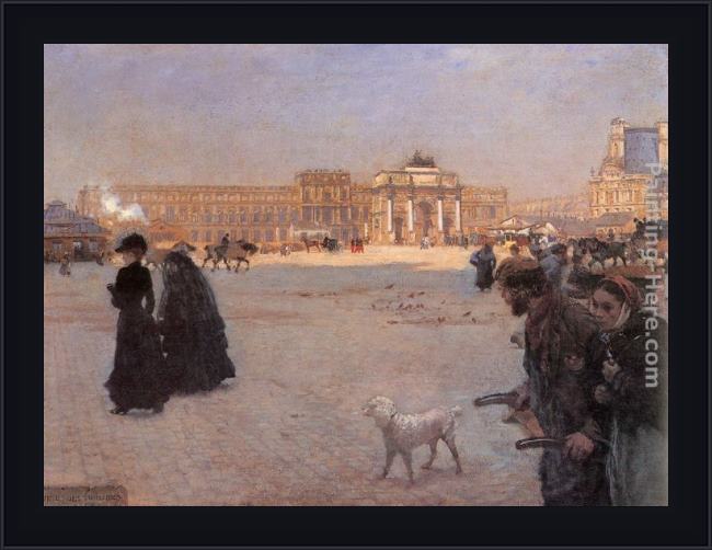 Framed Giuseppe de Nittis the place de carrousel and the ruins of the tuileries palace in 1882 painting