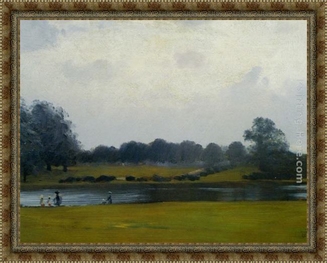 Framed Giuseppe de Nittis the serpentine hyde park painting